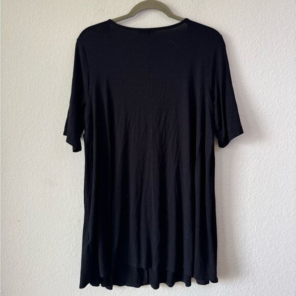 Eileen Fisher Black Stretchy Knit Tunic Top L Viscose Blend Scoop Neck Lagenlook - Picture 6 of 6